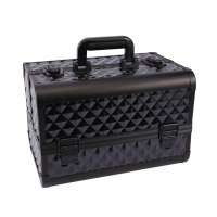 Professional Aluminium Diamond Pattern Cosmetic Train Case  Makeup Case  Portable Beauty Aluminum Diamond Lattice Makeup Case