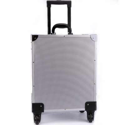 Aluminum Jewelry Case with Wheels Drawers Trolley Storage Box Jewelry Display Showcase