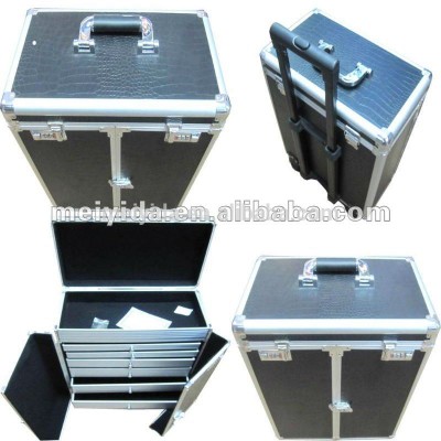 Aluminum trolley flight tool case with removable trays D-1188A